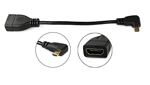 COM-FOUR® Micro HDMI Stecker auf HDMI Buchse Kabel Adapter rechts gewinkelt vergoldet schwarz (rechts gewinkelt) - 2