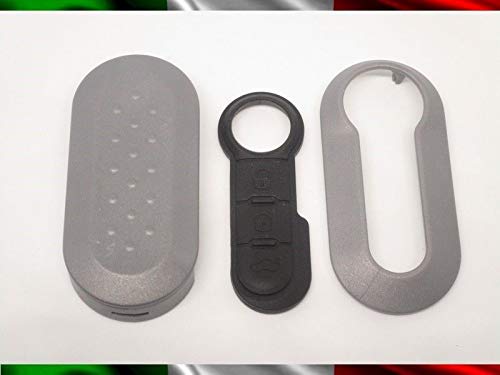 TOPBEST - Carcasa para Llave + Botones de Goma para Fiat 500 Grande Punto EVO Bravo Panda 500L Lancia Y Ypsilon Musa Delta Scocca, Color Gris