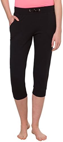 Black Yoga Pants for Women Vitalize - Capri Yoga Pants ¾ Straight Leg Length - Casual Fit Active Wear Pants with Drawstring Waist and Pockets
