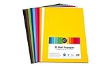 BUNTE AUSWAHL - 10 tolle unterschiedliche Farben á 5 Blatt (weiß, gelb, dunkel-gelb, rot, pink, himmel-blau, königs-blau, gras-grün, schoko-braun, schwarz)