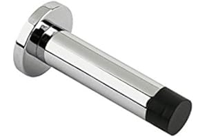 IRONZONE® 1 x Polished Chrome Projection Door Stop Wall Mounted with Superior Rubber Sound Dampening for Wall Mounted installations Supplied with Fixing Screws