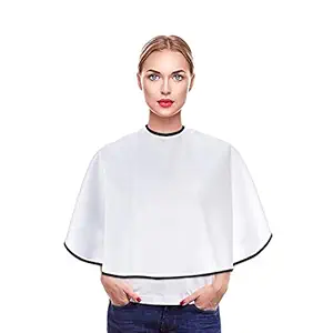 Noverlife White Makeup Cape, Shortie Makeover Bib for Beauty Salon Smock for Clients, Lightweight Comb-out Beard Shaving Apron Hairdressing Shampoo Cape for Makeup Artist Beautician Stylist