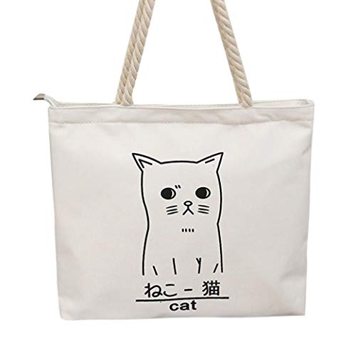 Preisvergleich Produktbild Felicove Fashion Damen Strandtasche, Umhängetasche Messenger Bags Canvas Bag Coin Bag Strandtasche Black Leinentasche mit Katze