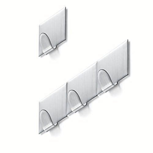 BasicForm selbstklebender Haken, belastbar, Edelstahl, starker Halt, 3M, hinterlässt keine Schäden - 2