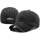 Perlotus Unisex Black Cotton Vintage Hat Adjustable Sports Stylish Design Organic Material