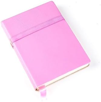 Vintage Style Leather Journal/Notebook, Recycled Acid-Free Paper - PINK - 170 x 120mm
