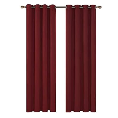Deconovo Lot de 2 Rideaux Occultants Solides Lourds à Oeillets 140cm x 245cm Isolant Thermique pour Filles Rouge