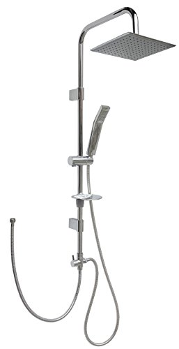 Duschset Brauseset Dusch Brause Set Überkopfbrause Duschstange 100cm Regendusche Kopfbrause Duschsystem Komplettdusche Brausestange Duschbrause variable Halter 40cm-85cm Duschgarnitur für vorhandene Bohrlöcher 2525 25cm x 25cm - 5