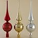 Produktbild Kurt S. Adler pl0500 30,5 cm glänzend Ball Weihnachtsbaumspitze, bruchfest – Set 3 Stück Sortiert Farben: Rot, Gold und Silber