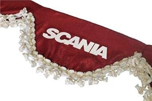 AutoCommerse - Tendina a mantovana per parabrezza, in raso, con nappe bianche, parasole per camion, forma ondulata, colore: bordeaux