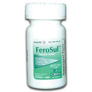 FeroSulÃ‚Â® 325mg (5GR) Ferrous Sulfate Coated Easy-To-Swallow 100 ct. Tablets (Green) by Feosol