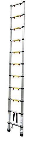 Grafner® Qualitäts Aluminium Teleskopleiter 3,8m mit Klemmschutz 1-Klick-Automatiksystem Anlegeleiter Teleskop Leiter Sprossenleiter Schiebeleiter 380 - 4