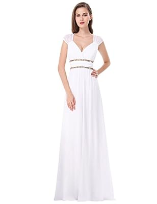 Ever-Pretty Robe de Soiree Demoiselle d'Honneur Femme Longue Elegante 38 Blanc