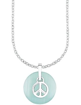 s.Oliver Kinder-Kette mit Anhänger Peace 925 Silber rhodiniert Glas türkis - 522595