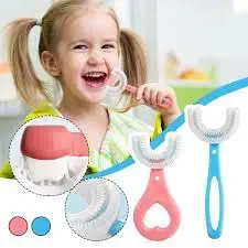 Kshiti Silicon Tooth Brush for Children U-Shaped Toothbrush, Food Grade Soft Silicone Brush Head, Teeth Dental Care Manual Toothbrush 360? Oral Teeth Cleaning Tools For 2-6 Year Children (2)