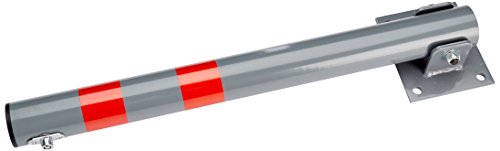 Relaxdays Absperrpfosten rund H x B x T: 65 x 15 x 13 cm Sperre von Parkplatz oder Durchfahrt klappbarer Pfeiler mit 3 Schlüsseln für Schloss als Pfosten mit roten Warnstreifen, anthrazit