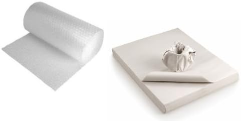 White wrapping paper (300 sheets) + 10 metres of 500mm wide small bubble wrap + roll of tape, ideal for removals