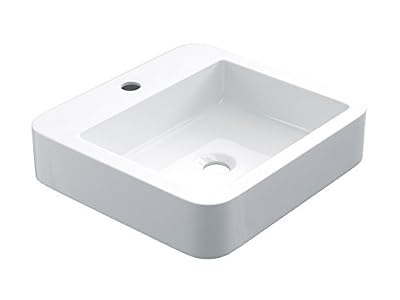 Starbath - Vasque à poser en céramique SLINA. Lavabo forme rectangle pour salle de bain.