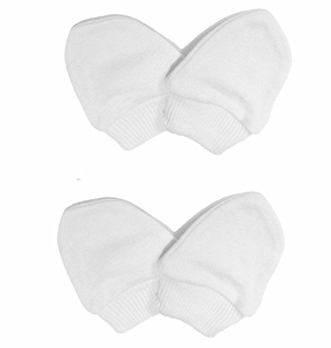 Preisvergleich Produktbild Weiße Kratzhandschuhe / Fäustlinge für Neugeborene – Reine Baumwolle weiß Neugeborene