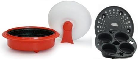 Microhearth 1.5-Quart Nonstick 4-piece Everyday Pan Set for Microwave Cooking, Red by Microhearth