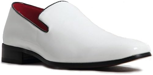 Men Fashion White Patent Loeafer Shoes, Smart Penny Loafer for party and wedding.