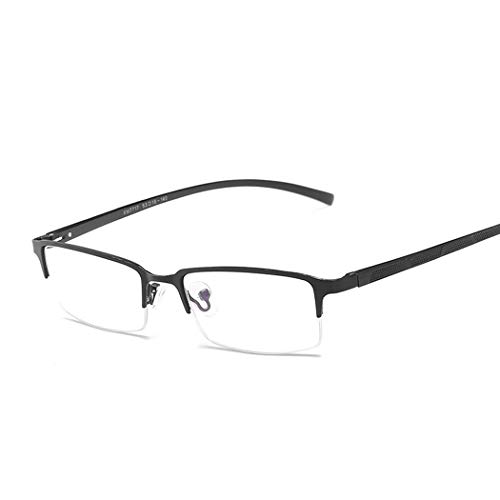 Preisvergleich Produktbild LELESunglasses Flacher Lichtspiegel Business Männer Computer Brille Metall Blau Film Halbrahmen Aluminium Magnesium Rahmen Ultraleicht (Color : Black)