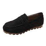 Yvelands Damen Mode Beleg auf runder Zehe Flache beiläufige Müßiggänger Turnschuh Doug Schuhe(CN-40,Schwarz)