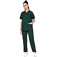 VastraMedwear Women's Scrub Suit for Doctors l Comfortable Breathable | 6 Pockets Medical Scrub Suit| Ideal for Doctors Nurses Dentists & Healthcare Professionals | Green| XS