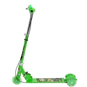 SAMTA Enterprise Kick Scooter for Kids 3 Wheeler Foldable Kick Skating Cycle with Brake and Bell, LED on Wheels and Height Adjustable for Boys and Girls for 3-7 Years (Green)