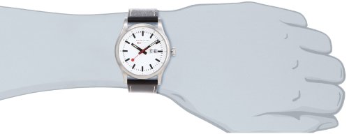 Mondaine Sport 1 Nightvision Men's Watch A669.30308.16SBB with White Round Dial and a Black Leather Strap