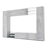 Vladon Wall Unit TV Stand Mirage, Carcass in White matt/Front in Concrete Grey Oxide without LED lighting