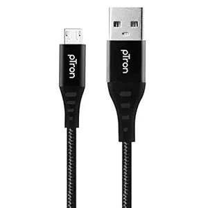 pTron Solero MB301 3A Micro USB Data & Charging Cable, Made in India, 480Mbps Data Sync, Strong & Durable 1.5-Meter Nylon Braided USB Cable for Micro USB Devices - (Black)