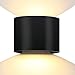 Produktbild ETiME 12W LED Wandleuchte außen wasserdicht Wandlampe mit einstellbar Abstrahlwinkel IP65 LED Wandbeleuchte Warmweiß (Rund Schwarz 12W)