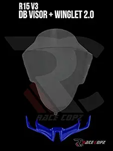 RACE COPZ Combo Offer DB Visor Clear+Winglet 2.0 Blue for Yamaha R15 V3