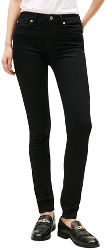 Tommy Hilfiger Donna Jeans Como Skinny Vita Media, Nero (Black), 26W/28L
