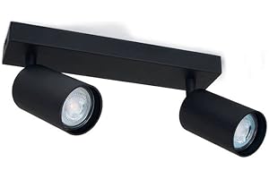 LumenTEC LED Deckenstrahler, LED Drehbar Deckenlampe, Wandstrahler 2-flammig, Schwarz, für GU10 Strahler, SPOTI (Schwarz 2-Flammig)