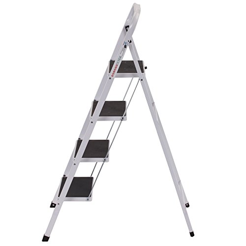 VonHaus Schwerlast Klappbare Transportfähige 4 Stufen Stehleiter Leiter Stahl - 2
