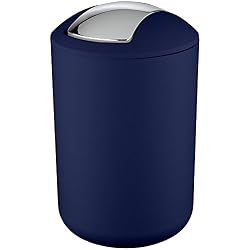 Wenko Brasil Poubelle à Couvercle Oscillant, TPE, Bleu Foncé, 19,5 x 19,5 x 31 cm