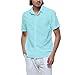 Produktbild Luckycat Herren Stehkragen Hemd Henley Leinenhemd Roll-up Sleeve & Kurzarm Freizeithemd Casual Sommer Men Shirts Herren Leinenhemd Kurzarm Herren Hemd Sommerhemd Herren Regular Fit Freizeithemd