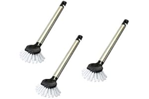 Brushmann Stainless Steel Handle Dish Brush - Washing Up Brush Set of 3