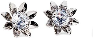 Ocean Fashion Sunflower crystal flower earrings (Silver, Brass)
