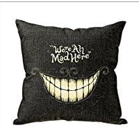 NicholasCGShopOnline C6597F Cotton Linen Decorative Throw Pillow Case Cushion Cover Funny We Are All Mad Here Personalized 18 "X18 "