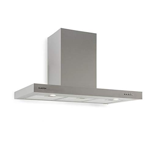 Klarstein Zarah 90 - Hotte aspirante, 90 cm, 600 m³/h, Éclairage LED, Extérieur en inox, Montage mural, Filtre à graisse, Kit de montage, Puissance : 213W, Argent