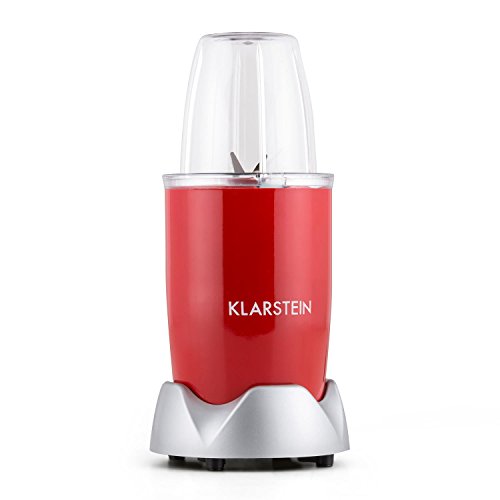 Klarstein • NutriRocket • Standmixer • Smoothie Maker • Minimixer • Küchenmixer • 700 Watt • bis zu 1 Liter Fassungsvermögen • drei Mixbecher • zwei Handgriffe • zwei Frischhaltedeckel • Edelstahlklingen • 1x Kreuzklinge • 1x Flachklinge • rot - 2