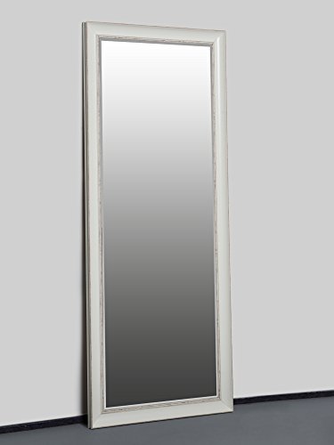 Wandspiegel Weiß 150 x 60 cm Barock Landhaus Shabby Chic Spiegel mit Facettenschliff antik neu