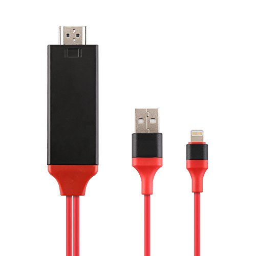 Lenuo 8 pin 2M Kabel für iPhone 6 6S 5S 5 HDMI HDTV AV Adapter auf HDMI 1080p Stecker 6,56ft Apple Lighting cable zum HDMI (rot)