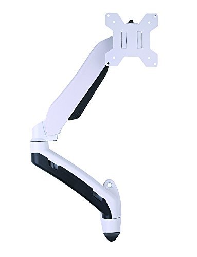 GSA21WS Gas Spring Wall Mount LCD Monitor Arm Stand in White w/ vesa bracket & monitor arm: free up/down & left/right motion - 2