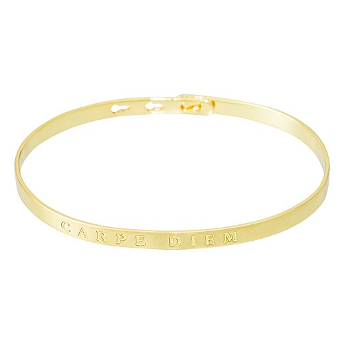 Mes-bijoux.fr Bracelet Jonc Classique en Laiton Doré - Carpe Diem