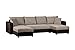 Produktbild CAVADORE Wohnlandschaft Caaro mit Ottomane rechts oder links montierbar / Großes Schlafsofa mit Bettkasten / Im Materialmix mit Kunstleder / 309 x 163 x 69 / Hellbraun-Braun