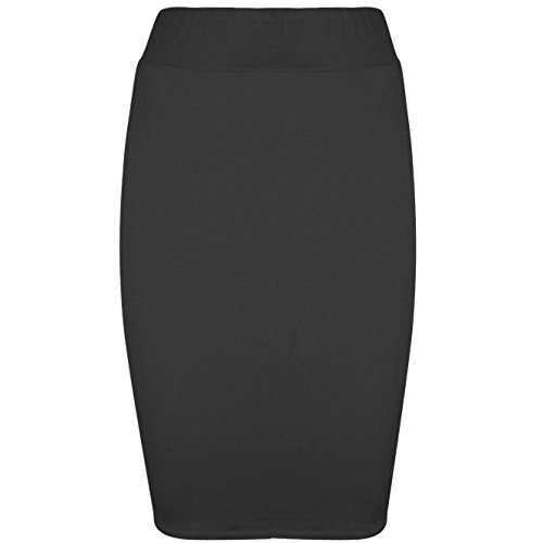 Be Jealous Womens Pencil Plain Jersey Ladies Stretchy Office Bodycon Skirt Plus UK 8/10 Black Work